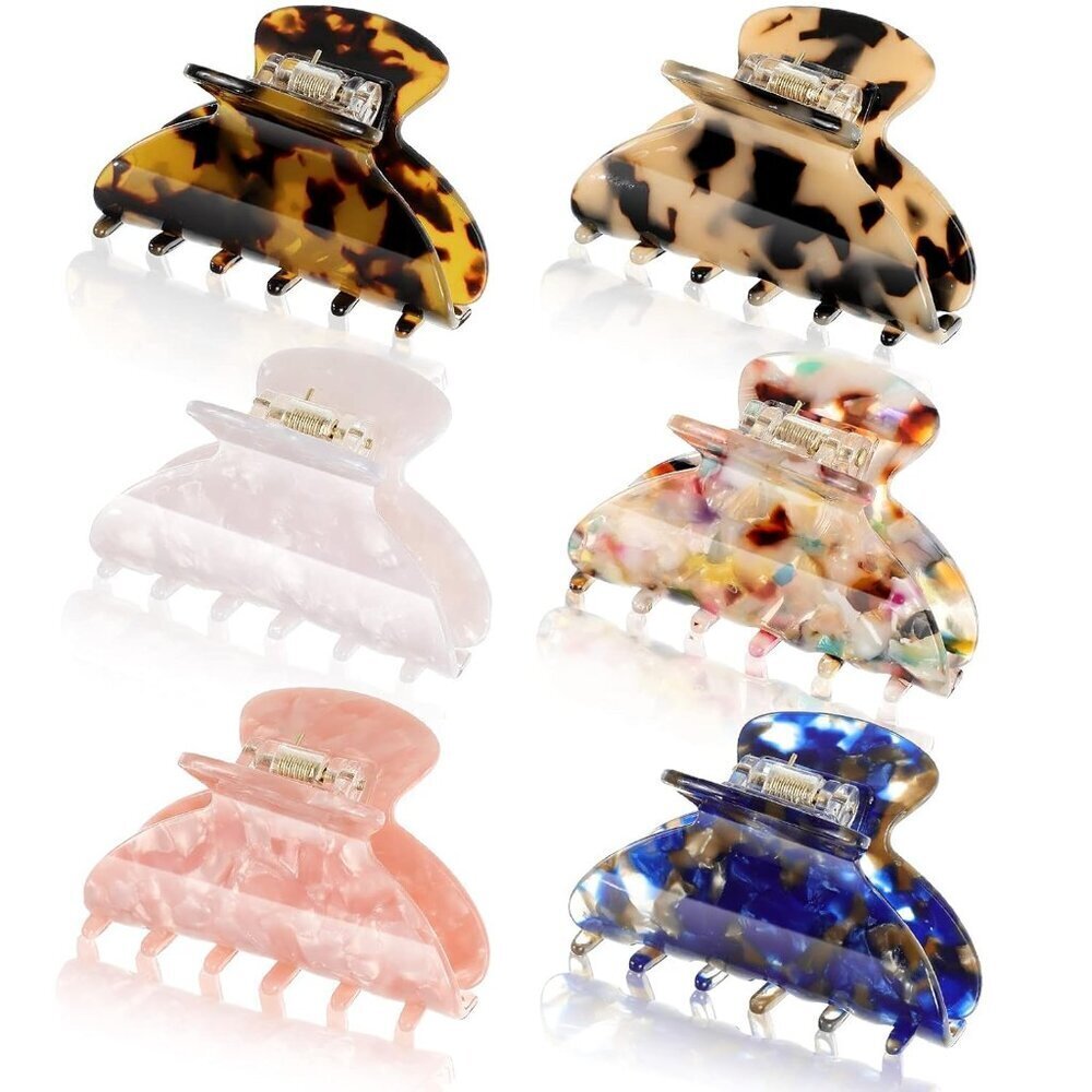 Medium Hair Claw Clips Tortoise Shell 6 Pack Stylish Hair Accessories Women